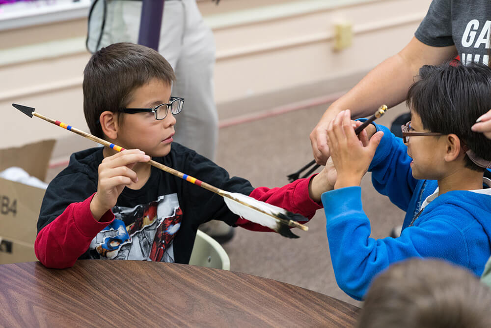 students learning