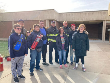 LEAP students with fire department.